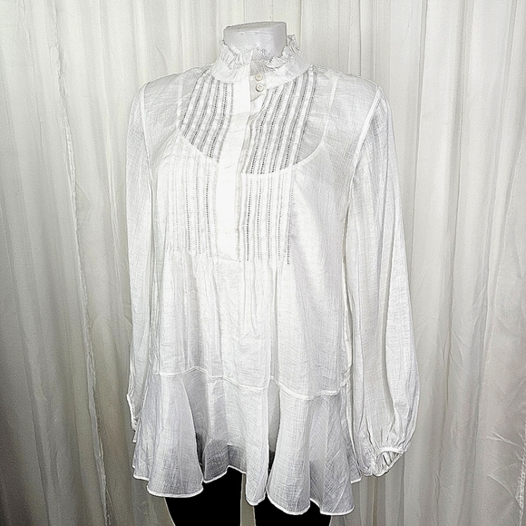 Lafayette 148 NY Raines Blouse White NWT Size Medium - Picture 2 of 13